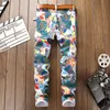 arrive men's slim stretch jeans high quality full print street fashion pants light luxury stylish sexy casual jeans men; 240115