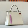 Borsa a tracolla di design 25 cm 10A specchio qualità bianco totale Borsa a mano luruxy in pelle swift fatta a mano tasca multicolore stile speciale personalizzato con scatola originale