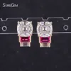 China Wholesale Starsgem Fancy Cut Ruby Moissanite Earrings 9K Gold Plated Fashionable Women's Jewelry With Engagement