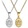 Hänghalsband 1 p c cupid charm oval kort halsband medaljmynt för barn rostfritt stål smycken ängel kvinnor bithday gåva