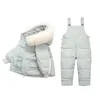 Enfants hiver doudoune combinaison 2 pièces enfants enfant en bas âge fille garçon vêtements manteau pantalon costume chaud parka bébé salopette vêtements ensembles 240115