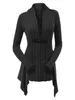 Tricots pour femmes DRESSFO Long Cardigan femmes câble tricot asymétrique pull femme décontracté solide col en v manches hiver Cardigans