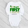 Rompers My 1st St. Patrick's Day Print Bodysuits Boys Girls Clothing Newbron First St. Patrick's Day Outfit Gift Romper Infant Bodysuit H240508