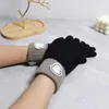 Women Wool Glove Sheepskin Bright Female Winter Warm Fashion Mans Windproof Antifreseze Five Finger Mittens Ny vattentät ridning Velvet Thermal 6 Färg