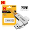 Chiavette USB Kodak Rotante USB 3.1 Chiavetta USB in metallo 64GB 128GB 256GB Lanyard Pen Drive OTG Pendrive Memory Stick Drive U Disco Impermeabile