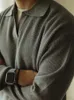 Maglieria casual Polo da uomo lavorata a maglia manica lunga colletto rovesciato maglione da uomo per il tempo libero tinta unita maglione top maglioni da uomo 240116