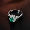 Bagues de cluster transfrontalière européenne et américaine simple bague de diamant en forme d'oeuf 5 7 rouge bleu vert 925 argent