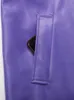 Nerazzurri Autumn Long Purple Faux Skórzany Trench dla kobiet Pasek Wysokiej jakości Stylowy luksusowy elegancka moda płaszcza 240115