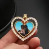 Double-Sided Custom Heart Pendant Necklace Men's Hip Hop Jewelry Iced Out Bling Zirconia Pendant Custom Po Memory Medallions 240115