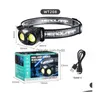 Налобные фонари Owl Cob Headlamp Type-C Аккумуляторная фара Портативные вращающиеся охотничьи фонари Usb-магнит Светодиодный налобный фонарик Рыбалка Lam Dhsmq