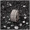 Mit seitlichen Steinen Hip Hop Bling Iced Out Kubikzirconia Cz Ring für Männer Frauen Spinner Kubanische Kette Runde Ringe Party Schmuck 204 N2 Dro Dhhrh