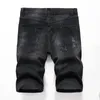 Shorts masculinos 2024 verão denim homens estiramento slim fit curto jeans mens designer algodão casual angustiado preto