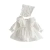 Bahar Bebek Bebek Kız Boylar Pamuklu Dantel İşlemeli Körfezi Şapka fırfırlı örgü Prenses Elbise 240116