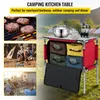 VEVOR Camping Outdoor Kitchen Table Cabinet Foldable Folding Cooking Storage Rack Aluminum Alloy Bracket for BBQ Picnic 240116