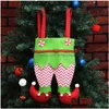 Elfo calças meia decorações de natal ornamento tecido de natal saco de doces festival festa acessório presentes 6 cores entrega gota dh8w9