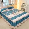 Blatt Polyester Bettrock Colcha de Cama Queen Blumenstil Tagesdecke Mädchenzimmer Spitze Matratzenbezug 120x200Kissenbezug Bestellung erforderlich 240116