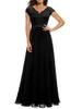 Frauen Spitze Patchwork Maxi Langes Abendkleid Einfarbig Rückenfrei V-ausschnitt Hohe Taille Kleid Hochzeit Party Kleid 240115