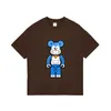 High street varumärke lilla björn dubbel garn ren våldsam doraemon stor tryck lös kortärmad t-shirt