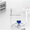 Nordic Ins Style Home Decoration Couple Love Heart Cup Water Tea Milk Coffee Transparent Creative Simple Glass Mugs Drop Delivery Dheju