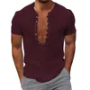 Camisas casuais masculinas camisa de linho com decote em v verão cor sólida retro ocidental homens soltos camiseta leve manga longa