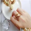 Bagues de bande Sterling Sier Anneaux pour femmes Couples Bijoux créatifs Vintage à la main Cross Winding Bague Accessoires de fête Cadeau 669 Z2 D Dhcuf