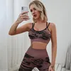 Coussin de poitrine amovible Sport soutien-gorge Leggings pour Fitness 2 pièces ensembles d'entraînement Camo Gym salopette vêtements de Yoga femmes survêtement vêtements de sport S 240115