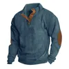 Pull à capuche en velours côtelé pour homme, pull plus épais, bouton, col debout, chaud, qualité, Slim, tricoté en laine, hiver