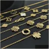 Lucky Four Leaf Clover Armband Halsband Set smycken Trendy Woman 14K Gold Pvd Plated rostfritt stål Drop Delivery DHRTM