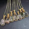 Decorative Figurines Natural Color Garden Quartz Cooper Wire Pendant Crystal DIY Necklace Healing Classic Women Jewelry Accessories