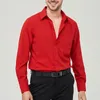 Camicie eleganti da uomo Manica lunga da uomo Senza pieghe Tinta unita Casual Abbottonata con taschino Party Prom Colore elastico Top basic