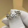 1carat Leaf Diamond Engagement Rings for Women 925 Sterling Silver Plated 18k White Gold Wedding Band Promise Ring 240115