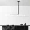 Minimalist Line LED Pendant Light Restaurant Lamp Simple Nordic Tea Room Dining Table Bar Table Lamp Kitchen Strip Hanging Lamp