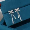 Xiy Fine Jewellery Custom Real Gold Diamond Bow Tassel Stud Earrings