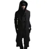 Autumn Winter Men Punk Hip Hop Slim Fit Long Trench Coat Hooded Cloak Cardigan Mens Linen Rope Design gotiska jackor Ytterkläder 240116