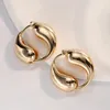 Fashion Womens Golden Personality Stud Earrings Yin and Yang Tai Chi Pisces Design Light Luxury Quality Circle Earrings Jewelry Female