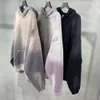 Designer Luxury Kanyes Classic Pull à capuche chic surdimensionné avec bords endommagés, sweat à capuche épais dégradé de lavage de rue