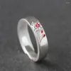 Cluster Ringe Romantische Pfirsichblüte Blume Paar Ring Für Liebhaber Jahrestag Zubehör Trendy 925 Silber Männer Frauen Schmuck Einstellbar