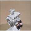 Wedding Rings Luxury Female Big Ring Set Fashion 925 Sier Love Bridal Promise Engagement Vintage Diamond Rings For Women 11U2 Drop De Dhqpt