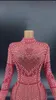 Abbigliamento da palco Perle brillanti rosa Strass di cristallo Abito tubino sexy per le donne Abiti da compleanno per feste Cantante Esegui costumi