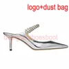 Ladies Sandals High Heels Diamond Decoration Women's New Pointed Rhinestone Wedding Shoes Heel Patent Leather Muller Shoes Taconez34-43