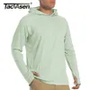 TACVASEN T-shirt con protezione solare T-shirt da uomo a maniche lunghe con cappuccio T-shirt casual a prova di raggi UV T-shirt traspiranti leggere e ad asciugatura rapida Uomo 240115