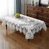 Mantel Mantel Mantel Rectángulo de Terciopelo de Oro Blanco Mesa de Lujo Bordada Cubierta de Mesa de Comedor Mantel de Corte de Encaje TV tocador Cubierta Antipolvovaiduryd