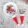 Nouvelles bannières banderoles confettis 24 pièces décoration de noël porte-vaisselle sac chapeau de noël fourchette couteau sac à couverts noël maison cuisine ornement tasse couvercle de bouteille