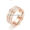 Bandringar Crystal CZ Stone Ring Vintage Rostfritt stål Kvinnor Bröllopsringar Fashion Promise Sier Rose Gold Engagement 690 T2 Drop de DHM5P