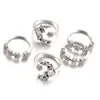 Bandringar nya Boho -stilringar för kvinnor Bröllop Band Zircon Crystal Finger Rings Party Gifts Vintage Sier 5st smyckesuppsättning 335 DHA1D