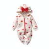 IYEAL Winter Rompers Baby Girl Né Vêtements Enfants Enfant Filles Combinaison Enfants Chaud Polaire Intérieur À Capuchon Salopette Avec Arc 201027