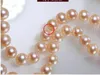 18 inch AAAA Japan Akoya 9-10mm pink pearl necklace 14k gold clasp- 240115