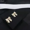 Modekanalsmycken Nya doftande mormor C Family Light Luxury Brass Bow örhängen Kvinnlig Internet Kändis mångsidig S925 Silver Ear Studs