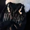Sweatshirts Gothic Ins bestickt Y2K Reißverschluss Retro Damen Hoodies Sweatshirt lose übergroße Harajuk High Street Streetwear