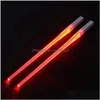 Creative 2Pcs/Pal Led Chopsticks Light Up Durable Lightweight Kitchen Dinning Room Party Portable Food Safe Tableware Drop Delivery Dhaow